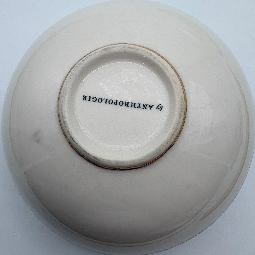 Anthropologie Bumblebee Mosaic Ceramic Bowl Yellow Black Gold Serving Dish 6in
